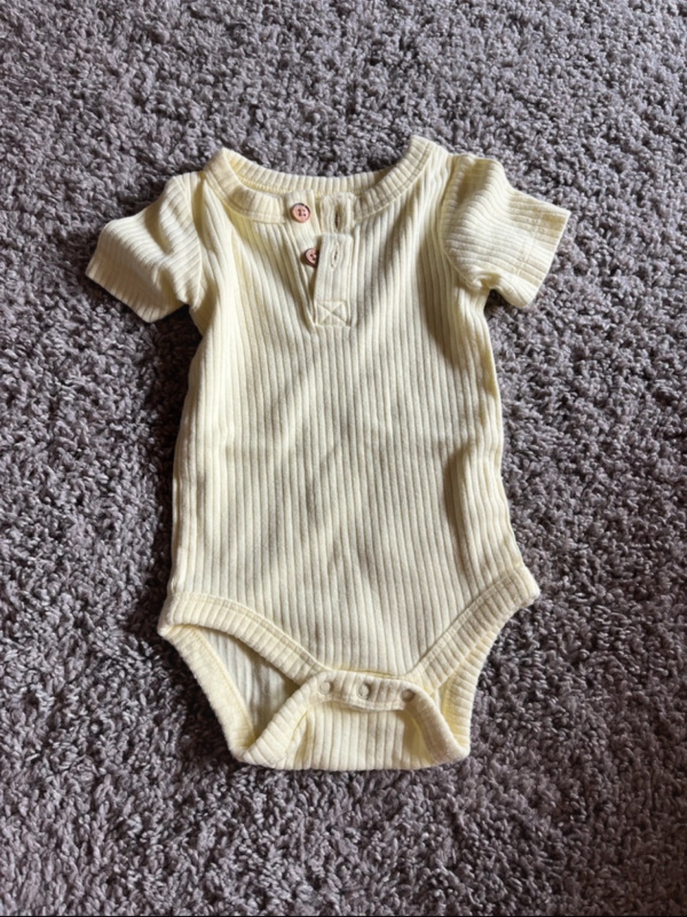 Cat & Jack yellow bodysuit one piece ribbed Henley 3M short sleeves